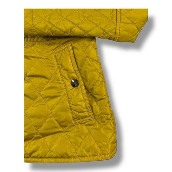 Burberry Diamond Quilted Yellow Snap Button Full Zip Hoodie Jacket Size Medium - Picture 3 of 9